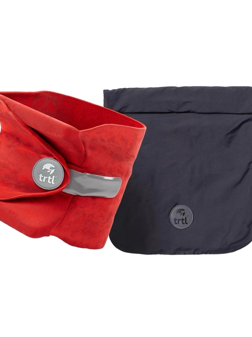 NEW -Trtl Red Neck Pillow with Black Travel Pouch